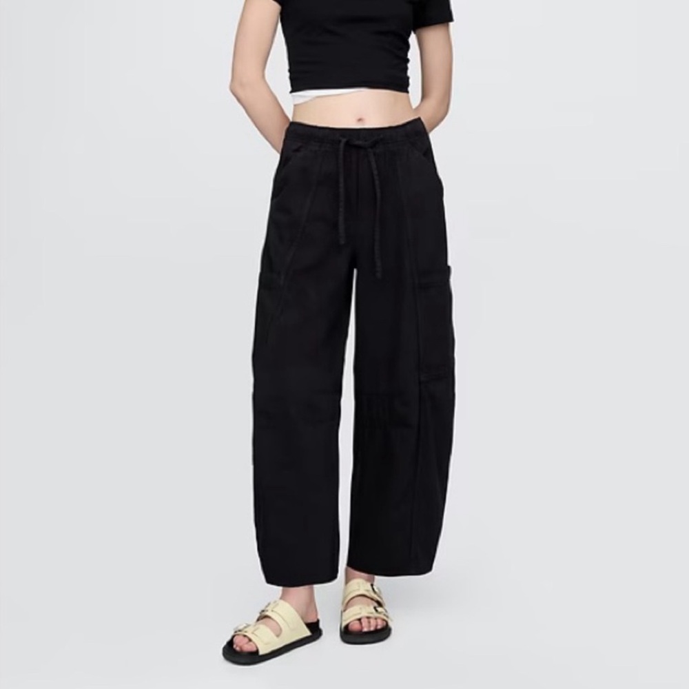 GAP Black Wide-Leg Drawstring Jeans